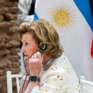 Dronningen lytter til President Macris tale. Foto: Heiko Junge, NTB scanpix